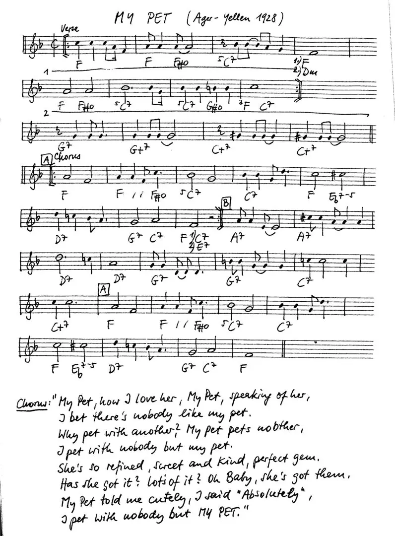 my pet free jazz leadsheet - Courtesy of the Jungle Jazz Band